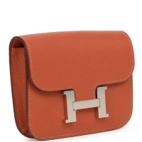 Hermes Constance Slim Wallet Brique Evercolor Palladium Hardware Hermes Constance Slim Wallet Brique Evercolor Palladium Hardware