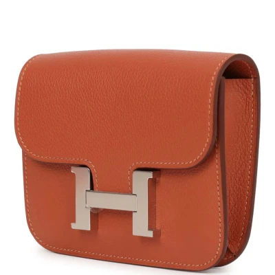 Hermes Constance Slim Wallet Brique Evercolor Palladium Hardware Hermes Constance Slim Wallet Brique Evercolor Palladium Hardware