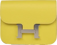Hermes Constance Slim Wallet Lime Evercolor Palladium Hardware Hermes Constance Slim Wallet Lime Evercolor Palladium Hardware