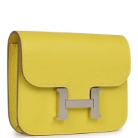 Hermes Constance Slim Wallet Lime Evercolor Palladium Hardware Hermes Constance Slim Wallet Lime Evercolor Palladium Hardware