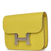 Hermes Constance Slim Wallet Lime Evercolor Palladium Hardware Hermes Constance Slim Wallet Lime Evercolor Palladium Hardware