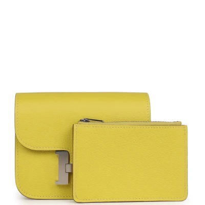 Hermes Constance Slim Wallet Lime Evercolor Palladium Hardware Hermes Constance Slim Wallet Lime Evercolor Palladium Hardware