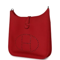 Hermes Evelyne III PM Vermillion Clemence Palladium Hardware Hermes Evelyne III PM Vermillion Clemence Palladium Hardware