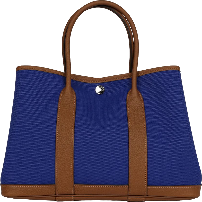 Hermes Garden Party 30 Bleu Electric Toile and Alezan Negonda Palladium Hardware