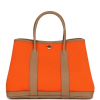 Hermes Garden Party 30 Orange Minium Toile and Biscuit Negonda Palladium Hardware Hermes Garden Party 30 Orange Minium Toile and Biscuit Negonda Palladium Hardware