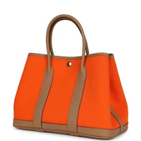 Hermes Garden Party 30 Orange Minium Toile and Biscuit Negonda Palladium Hardware Hermes Garden Party 30 Orange Minium Toile and Biscuit Negonda Palladium Hardware