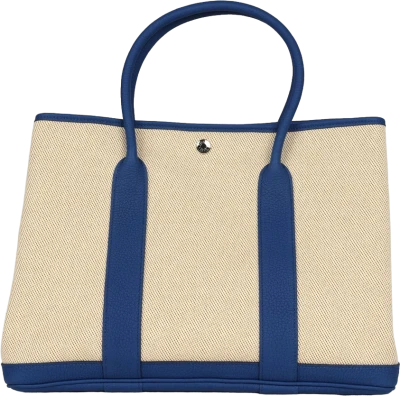 Hermes Garden Party 36 Bleu France Negonda and Ecru Canvas Palladium Hardware Hermes Garden Party 36 Bleu France Negonda and Ecru Canvas Palladium Hardware