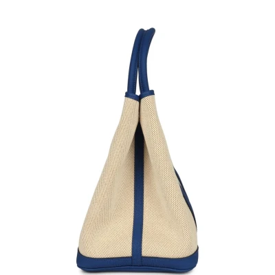 Hermes Garden Party 36 Bleu France Negonda and Ecru Canvas Palladium Hardware Hermes Garden Party 36 Bleu France Negonda and Ecru Canvas Palladium Hardware