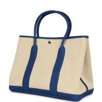 Hermes Garden Party 36 Bleu France Negonda and Ecru Canvas Palladium Hardware Hermes Garden Party 36 Bleu France Negonda and Ecru Canvas Palladium Hardware
