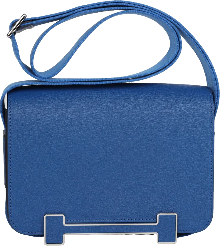 Hermes Geta Bag Bleu France Chevre Palladium Hardware