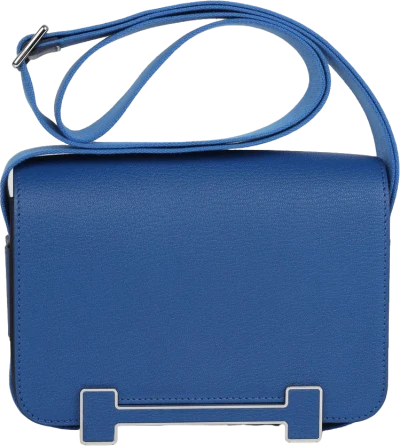 Hermes Geta Bag Bleu France Chevre Palladium Hardware Hermes Geta Bag Bleu France Chevre Palladium Hardware