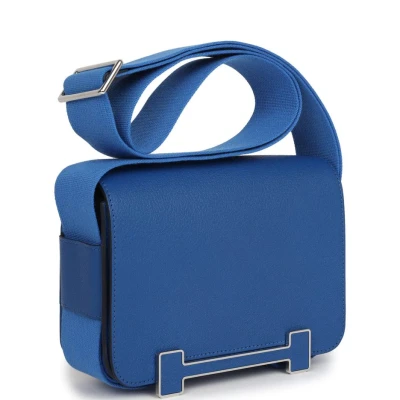 Hermes Geta Bag Bleu France Chevre Palladium Hardware Hermes Geta Bag Bleu France Chevre Palladium Hardware