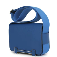 Hermes Geta Bag Bleu France Chevre Palladium Hardware Hermes Geta Bag Bleu France Chevre Palladium Hardware