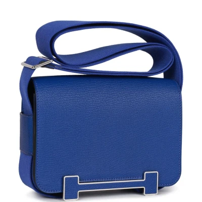Hermes Geta Bleu Electric Chevre Palladium Hardware Hermes Geta Bleu Electric Chevre Palladium Hardware