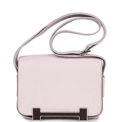Hermes Geta Mauve Pale and Rouge Sellier Chevre Palladium Hardware Hermes Geta Mauve Pale and Rouge Sellier Chevre Palladium Hardware