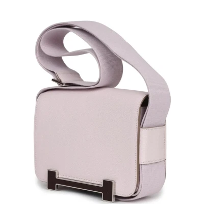 Hermes Geta Mauve Pale and Rouge Sellier Chevre Palladium Hardware Hermes Geta Mauve Pale and Rouge Sellier Chevre Palladium Hardware