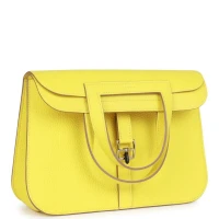 Hermes Halzan 25 Lime Clemence Palladium Hardware Hermes Halzan 25 Lime Clemence Palladium Hardware