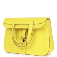 Hermes Halzan 25 Lime Clemence Palladium Hardware Hermes Halzan 25 Lime Clemence Palladium Hardware