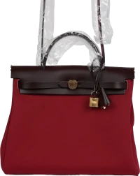 Hermes Herbag Zip 31 PM Rubis Toile and Rouge Sellier Vache Hunter Gold Hardware Hermes Herbag Zip 31 PM Rubis Toile and Rouge Sellier Vache Hunter Gold Hardware