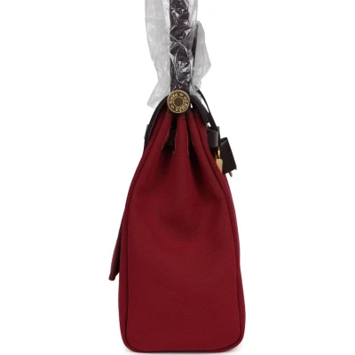 Hermes Herbag Zip 31 PM Rubis Toile and Rouge Sellier Vache Hunter Gold Hardware Hermes Herbag Zip 31 PM Rubis Toile and Rouge Sellier Vache Hunter Gold Hardware