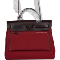 Hermes Herbag Zip 31 PM Rubis Toile and Rouge Sellier Vache Hunter Gold Hardware Hermes Herbag Zip 31 PM Rubis Toile and Rouge Sellier Vache Hunter Gold Hardware