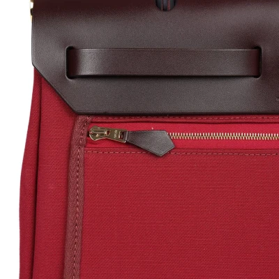Hermes Herbag Zip 31 PM Rubis Toile and Rouge Sellier Vache Hunter Gold Hardware Hermes Herbag Zip 31 PM Rubis Toile and Rouge Sellier Vache Hunter Gold Hardware