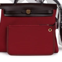 Hermes Herbag Zip 31 PM Rubis Toile and Rouge Sellier Vache Hunter Gold Hardware Hermes Herbag Zip 31 PM Rubis Toile and Rouge Sellier Vache Hunter Gold Hardware