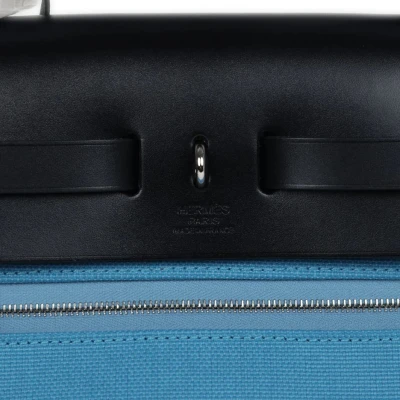 Hermes Herbag Zip PM 31 Blue Jean Toile H and Black Vache Hunter Palladium Hardware Hermes Herbag Zip PM 31 Blue Jean Toile H and Black Vache Hunter Palladium Hardware