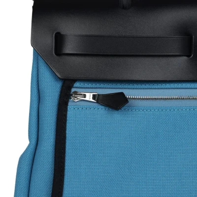Hermes Herbag Zip PM 31 Blue Jean Toile H and Black Vache Hunter Palladium Hardware Hermes Herbag Zip PM 31 Blue Jean Toile H and Black Vache Hunter Palladium Hardware