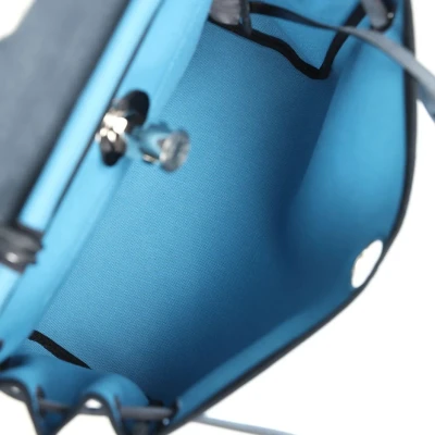 Hermes Herbag Zip PM 31 Blue Jean Toile H and Black Vache Hunter Palladium Hardware Hermes Herbag Zip PM 31 Blue Jean Toile H and Black Vache Hunter Palladium Hardware