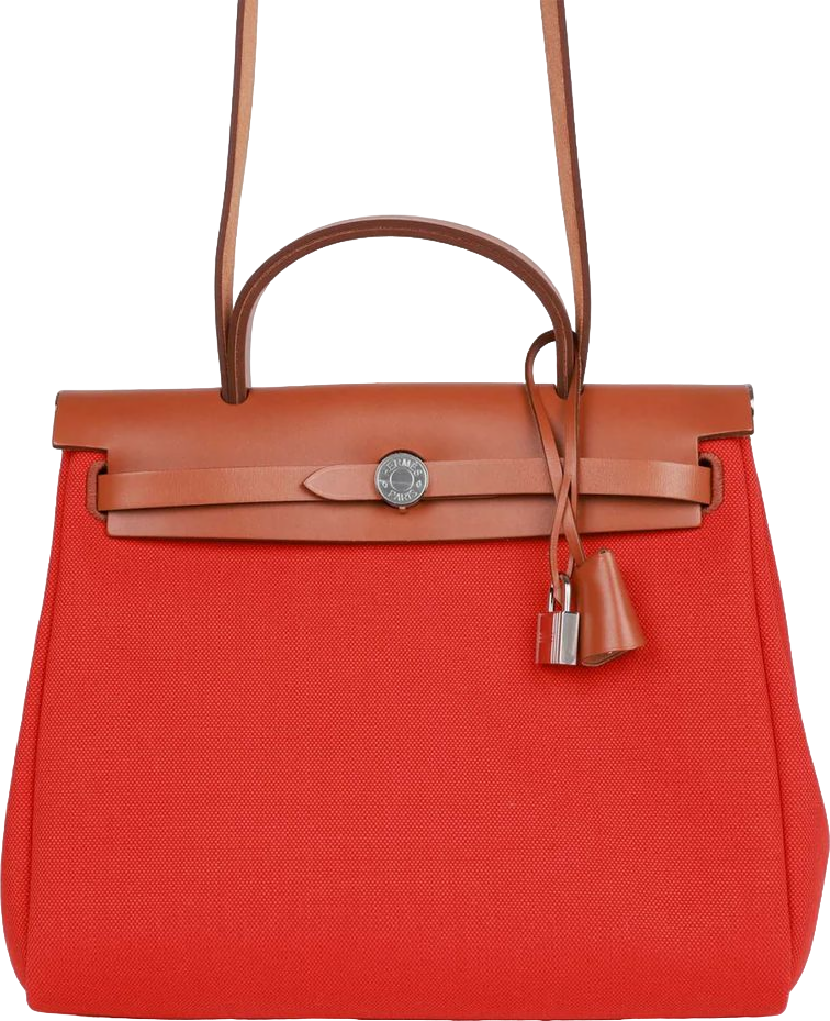 Hermes Herbag Zip PM 31 Capucine Toile H Berline Vache Fauve Hunter Naturel Palladium Hardware