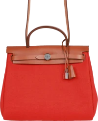 Hermes Herbag Zip PM 31 Capucine Toile H Berline Vache Fauve Hunter Naturel Palladium Hardware Hermes Herbag Zip PM 31 Capucine Toile H Berline Vache Fauve Hunter Naturel Palladium Hardware