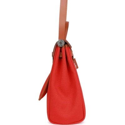 Hermes Herbag Zip PM 31 Capucine Toile H Berline Vache Fauve Hunter Naturel Palladium Hardware Hermes Herbag Zip PM 31 Capucine Toile H Berline Vache Fauve Hunter Naturel Palladium Hardware