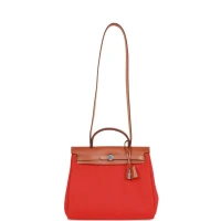 Hermes Herbag Zip PM 31 Capucine Toile H Berline Vache Fauve Hunter Naturel Palladium Hardware Hermes Herbag Zip PM 31 Capucine Toile H Berline Vache Fauve Hunter Naturel Palladium Hardware