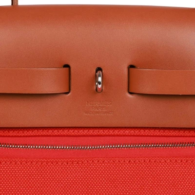 Hermes Herbag Zip PM 31 Capucine Toile H Berline Vache Fauve Hunter Naturel Palladium Hardware Hermes Herbag Zip PM 31 Capucine Toile H Berline Vache Fauve Hunter Naturel Palladium Hardware