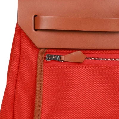 Hermes Herbag Zip PM 31 Capucine Toile H Berline Vache Fauve Hunter Naturel Palladium Hardware Hermes Herbag Zip PM 31 Capucine Toile H Berline Vache Fauve Hunter Naturel Palladium Hardware