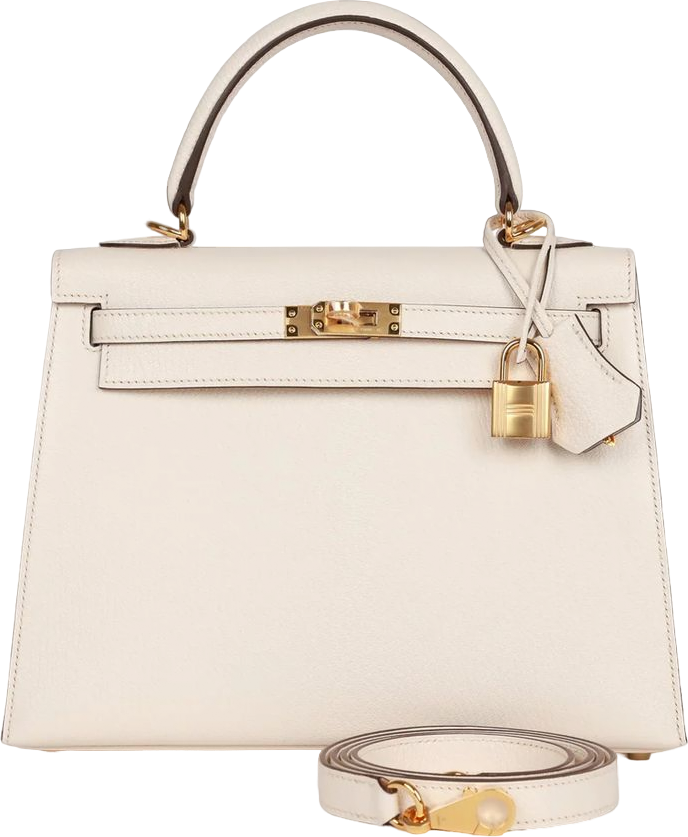 Hermes Horseshoe Stamp (HSS) Kelly Sellier 25 Nata Verso Chevre Gold Hardware