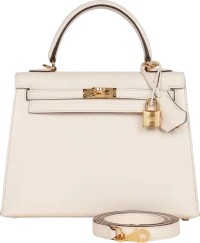 Hermes Horseshoe Stamp (HSS) Kelly Sellier 25 Nata Verso Chevre Gold Hardware Hermes Horseshoe Stamp (HSS) Kelly Sellier 25 Nata Verso Chevre Gold Hardware