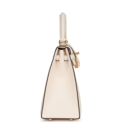 Hermes Horseshoe Stamp (HSS) Kelly Sellier 25 Nata Verso Chevre Gold Hardware Hermes Horseshoe Stamp (HSS) Kelly Sellier 25 Nata Verso Chevre Gold Hardware