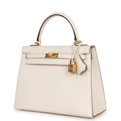 Hermes Horseshoe Stamp (HSS) Kelly Sellier 25 Nata Verso Chevre Gold Hardware Hermes Horseshoe Stamp (HSS) Kelly Sellier 25 Nata Verso Chevre Gold Hardware