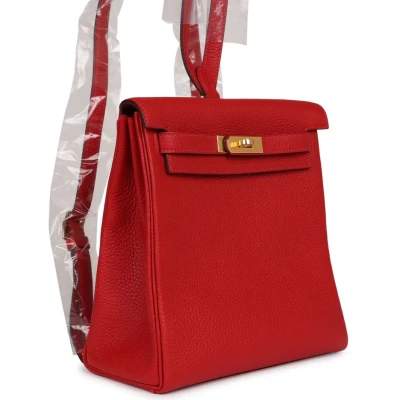 Hermes Kelly Ado II Backpack Rouge Casaque Clemence Gold Hardware Hermes Kelly Ado II Backpack Rouge Casaque Clemence Gold Hardware