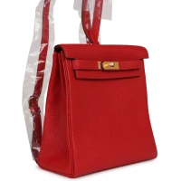 Hermes Kelly Ado II Backpack Rouge Casaque Clemence Gold Hardware Hermes Kelly Ado II Backpack Rouge Casaque Clemence Gold Hardware