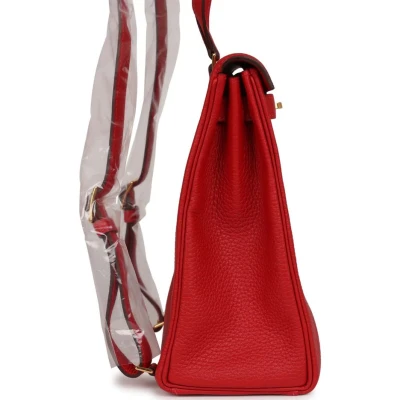 Hermes Kelly Ado II Backpack Rouge Casaque Clemence Gold Hardware Hermes Kelly Ado II Backpack Rouge Casaque Clemence Gold Hardware