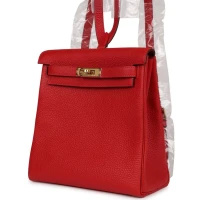 Hermes Kelly Ado II Backpack Rouge Casaque Clemence Gold Hardware Hermes Kelly Ado II Backpack Rouge Casaque Clemence Gold Hardware