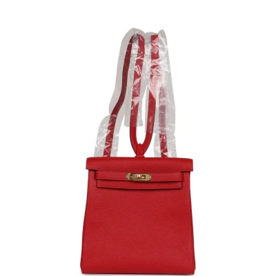 Hermes Kelly Ado II Backpack Rouge Casaque Clemence Gold Hardware Hermes Kelly Ado II Backpack Rouge Casaque Clemence Gold Hardware