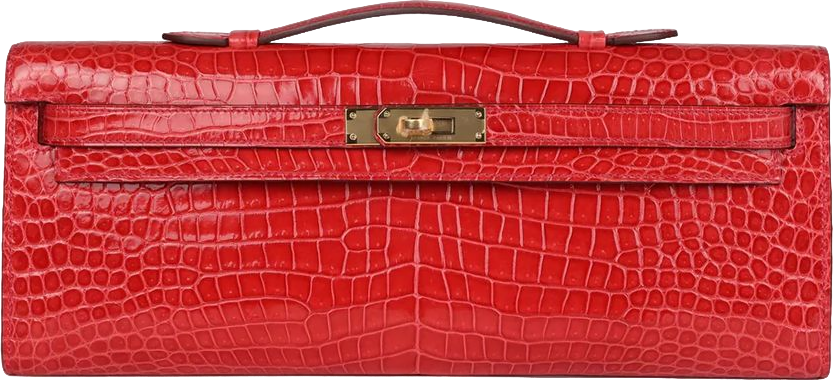 Hermes Kelly Cut Bougainvillea Shiny Porosus Crocodile Gold Hardware