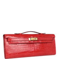 Hermes Kelly Cut Bougainvillea Shiny Porosus Crocodile Gold Hardware Hermes Kelly Cut Bougainvillea Shiny Porosus Crocodile Gold Hardware