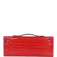Hermes Kelly Cut Bougainvillea Shiny Porosus Crocodile Gold Hardware Hermes Kelly Cut Bougainvillea Shiny Porosus Crocodile Gold Hardware
