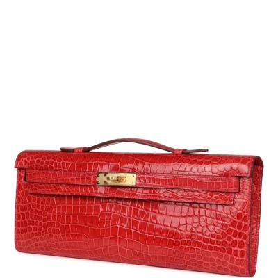 Hermes Kelly Cut Bougainvillea Shiny Porosus Crocodile Gold Hardware Hermes Kelly Cut Bougainvillea Shiny Porosus Crocodile Gold Hardware