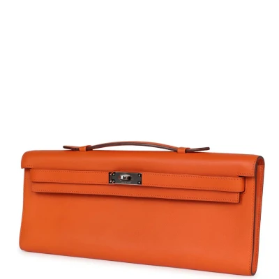 Hermes Kelly Cut Orange Swift Palladium Hardware Hermes Kelly Cut Orange Swift Palladium Hardware